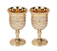 Abaodam Set 2 Pezzi Bicchieri da Whisky in Metallo Oro Stile Europeo Retro Calici Eleganti Leggeri Effetto Decorativo per Conservare Whisky e Altre Bevande