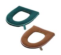 Abaodam Set 2 Pezzi Coprisedile WC in Flanella Verde Caldo e Portatile, Design Chic Rotondo per Bagno, Facile da Installare e Pulire Colore Casuale