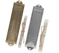 Abaodam Set 2 Pezzi Mezuzah in Metallo Artigianale Religiosa Pergamena, Decorazione Mezuzah Ebraica per Porta, Ornamento Decorativo per Preghiera Spirituale e Protezione Domestica