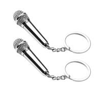 Abaodam Set 2 Pezzi Portachiavi a Forma di Microfono in Metallo Argento, Pendenti da Borsa Portatili e Stilosi, Accessori Unici per Decorare e Organizzare le Chiavi
