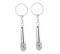 Abaodam Set 2 Pezzi Portachiavi Microfono in Metallo Argentato Ciondoli Creativi per Borsa Decorazioni per Festival e Progetti Fai da Te