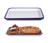 Abaodam Set 2 Pezzi Teglia Rettangolare in Smalto Bianco 26x18 Cm Resistente e Facile da Pulire per Forno e Preparazioni Dolci e Salate