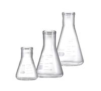 Abaodam Set 3 Pezzi Ampolle Coniche in Vetro Capacità 50ml 150ml 250ml per Studenti in Laboratorio di Chimica Design Liscio e Rotondo