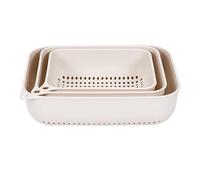 Abaodam Set 3 Pezzi Cestello Scolapiatti Rettangolare in Pp Bianco per Cucina, Multiuso e Facile da Tenere, per Lavare Frutta e Verdura