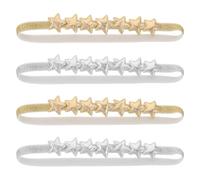 Abaodam Set 4 Fasce per Neonata con Stelle a Cinque Punte Morbido, Elastico e Antiscivolo, Accessori per Chioma Bambina per Tutte le Attività Quotidiane