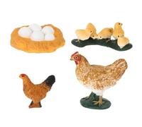 Abaodam Set 4 Pezzi Figurine Ciclo di Vita Gallina Educativo, Statua Animale Realistica in Materiale Sicuro e Resistente, Decorazione Didattica per Casa e Scuola