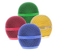 Abaodam Set 4 Pezzi Griglia Microfono in Metallo Colorata, Sostituzione Testa Rete Per Microfoni Wireless, Copertura Resistente Anti-interferenze Per Uso Professionale e Musicale