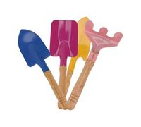 Abaodam Set 4 Pezzi Mini Pale da Giardino in Metallo e Legno, Giocattoli da Spiaggia, Attrezzi Pratici per Sabbiera e Trapianto, Stimolazione Creativa e Gioco Colore Colore Casuale