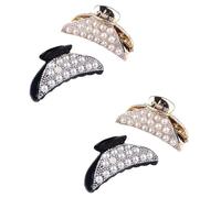 Abaodam Set 4 Pezzi Mollettoni per Chioma Donna Perle e Strass, in Plastica Antiscivolo, Grandi Dimensioni, per Make Up e Lavaggio Viso