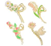 Abaodam Set 4 Pinze per Chioma a Forma di Fiore in Lega Antiscivolo e Dalla Forma Fissa per Donne Uso Quotidiano e Matrimoni