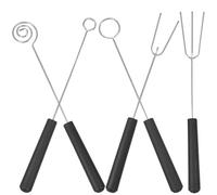 Abaodam Set 5 Forchette da Cioccolato in Acciaio Inox 304 Design Multifunzione a Due Tre a Vite e Rotonda Utensili da Cucina per Barbecue Immersione di Frutta e Caramelle Accessori