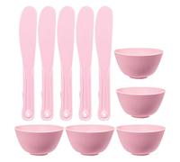Abaodam Set 5 Pezzi Ciotole in Silicone Rosa per Maschere Viso Fai da Te con Bastoncini Miscelatori Pratici e Facili da Usare per Cura della Pelle Riutilizzabile
