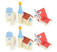 Abaodam Set 6 Miniature di Case in Resina per Micro Paesaggio, Mini Casetta delle Fate Blu e Bianca Mulino e Chiesa, Decorazioni da Giardino in Miniatura per Bonsai e Terrari,