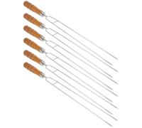 Abaodam Set 6 Spiedini da Barbecue in Acciaio Inox con Doppia Punta e Manico in Legno, Facili da Usare per Carne e Verdure, per Barbecue Esterno e Cuoci Spiedini