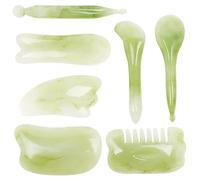 Abaodam Set 7pezzi Tavoletta Gua Sha per Viso in Resina Artificiale Superficie Liscia e Assorbimento per Trattamento Antirughe e Relax Stili multipli