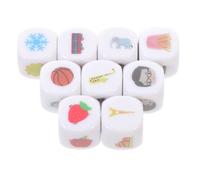 Abaodam Set 9 Dadi Narrativi, Giocattolo Educativo in Acrilico Illustrazioni Colorate, Accessorio per Raccontare Storie e Sviluppare Creatività, Morbida Borsa per Giochi da Tavolo