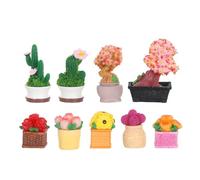 Abaodam Set 9 Pezzi Mini Cactus e Piante Succulente in Resina Decorazioni Verdi in Miniatura Fai da Te per Case delle Bambole Modelli Bonsai Compatti e Realistici per Arredamento