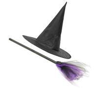 Abaodam Set Cappello da Strega Halloween Scopa Staccabile, Accessorio Costume Festa, Cappello Creativo Leggero per Cosplay e Spettacoli Tema Streghe