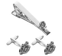 Abaodam Set Cufflinks da Polso e Fermacravatta Uomo in Ottone Argento Rosa, Leggero e Facile da Usare, per Eventi Business e Occasioni Formali