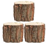 Abaodam Set da 3 Vasi in Corteccia di Legno Naturale Fioriere Rustiche da 12 CM per Piante Succulente Contenitori Impermeabili per Decorazioni da Interno ed Esterno in Stile Country