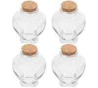 Abaodam Set da 4 Barattoli di Vetro a Forma di Cuore 160 Ml con Tappo di Sughero, Piccoli Barattoli di Vetro Trasparenti per Bomboniere e Decorazioni, per Conservazione e Decorazione Casa