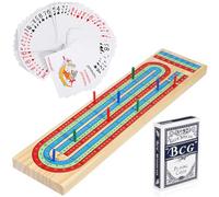 Abaodam Set da Gioco Cribbage in Legno Accessori Riutilizzabili, Design Grande Formato, per Uso Quotidiano e Feste, Mazzo di Carte e Manuale Stile Casuale