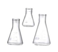 Abaodam Set di 3 Pezzi di Boccette in Vetro Conico per Laboratorio, senza Bolle e Sicure, Capacità 50ml-250ml, per Decorazioni Scuola e Chimica Organica