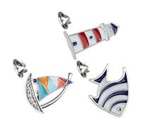 Abaodam Set di 3 Spille a Forma di Pesce e Faro in Metallo, Accessori Marini per Giacche e Cappelli, Spille Nautiche per Feste in Spiaggia e Uso Quotidiano