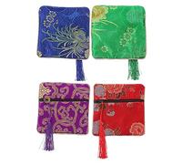 Abaodam Set Di 4 Borse Per Chiodi Da Ricamo Pipa Con Cerniera Retrò Per Riporre Plettri in Cotone E Poliestere