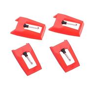 Abaodam Set di 4 Puntine di Ricambio per Giradischi in Alluminio Rosso in Plastica