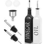 Abaodam Set di Dosatori Beccuccio Dosatore in Vetro per Olio e Aceto e Design Elegante per Mantenere la Tavola Pulita e Prevenire la Contaminazione del Condimento