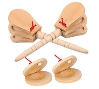 Abaodam Set di Nacchere Musicali Educative 4 Pezzi Mini Nacchere in Legno per Ragazzi E Ragazze Principianti