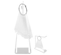 Abaodam Set Espositore Unghie Ventaglio con 50 Punte Trasparenti Rotonde, Supporto in Ferro Elegante e Anello Porta Punte, Accessori per Pratica e Organizzazione Nail Art in Saloni