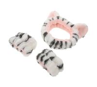 Abaodam Set Fascia per Viso Orecchie di Gatto e Braccialetti Elastici Fascia per Spa e Trucco e Polsini per Donna per Trattamenti Viso e Cura della Pelle