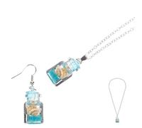 Abaodam Set Gioielli Da Donna Collana e Orecchini a Bottiglia Dei Desideri, Pendente Piccolo Colorato Effetto Luminoso Al Buio Per Feste e Matrimoni, Materiali Leggeri e Resistenti in Resina Plastica