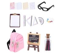 Abaodam Set Mini Zaino Scolastico in Legno e Plastica, Accessori per Casa delle Bambole, Giocattolo di Simulazione e Collezionisti, Decorazioni Miniature Portatili per Scuola e Casa
