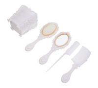 Abaodam Set Pettine Antistatico in Plastica Bianco Compatto per Tutti i Tipi di Chioma Specchio Portatile Elegante per Make Up e Regalo