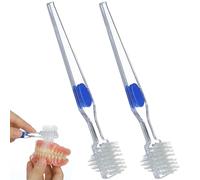 Abaodam Spazzolino per Dentiera Doppia Faccia 2 Pezzi Manico Antiscivolo in Pp e Setole in Nylon per Pulizia delle Protesi Dentarie