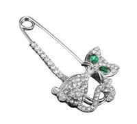Abaodam Spilla a Forma di Gatto Strass Argento, Spilla Creativa Gatto che Gioca a Palla, Accessorio Elegante per Donne, Regalo per Feste e Compleanni, Robusta e Adatta a Tessuti Vari