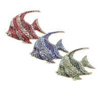 Abaodam Spilla da Donna a Forma di Pesce Tropicale Diamanti Decorativi, Set da 3 Pezzi (rosso, Blu, Verde) Clip in Lega Leggera, Accessorio Moda per Feste e Regali