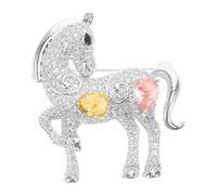 Abaodam Spilla Forma di Cavallo in Metallo Strass Portafortuna Equestre per Borsa Cappotto Sciarpa e Cappello come Regalo per Donna o Decorazione da Festa