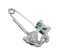 Abaodam Spilla Gatto Creativa con Cristalli Design Unico Gattino che Gioca con Palla Accessorio Elegante da Donna per Feste e Occasioni Regalo per Amanti dei Gatti Argento