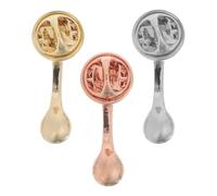 Abaodam Spille a Forma di Cucchiaino da Caffè in Lega Colore Oro, Argento e Rosa, Set da 3 Spille Creative a Spillo per Cappelli, Sciarpe e Borse, Accessori Decorativi per Feste