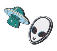 Abaodam Spille Cartoon a Forma di Disco in Lega Leggera, Set da 2 Pezzi per Colletto di Camicia e Borsa, Accessorio Versatile e Giocoso per Outfit e Collezionisti