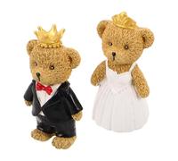 Abaodam Statuine Orsetti Sposi Coppia Miniatura in Resina per Decorazioni Torta Nuziale e Compleanno Abito Nero e Bianco per Festa di Fidanzamento e San