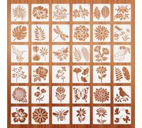 Abaodam Stencil per Pittura Riutilizzabile in Pet 36 Pezzi di Forme di Fiori e Uccelli, Temi Ricchi e Stili Diversi per Decorare e Creare Biglietti