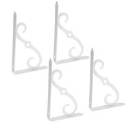 Abaodam Supporto Mensola a Parete in Ferro Battuto, Set da 4 Staffe Angolari per Carichi Pesanti, Stile Europeo, Bianco, per Mensole Fai da Te in Soggiorno e Ufficio