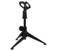 Abaodam Supporto Microfono Treppiede Regolabile con Struttura Stabilizzante e Clip Protettiva per Podcast Meeting e Registrazioni Compatibile Maggioranza dei Microfoni Nero