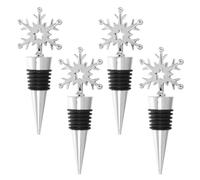 Abaodam Tappi per Vino Rosso 4 Pezzi in Acciaio Inox a Forma di Fiocco di Neve, Tappi per Bottiglie di Bevande Sigillatura Ermetica per Feste e Uso Domestico, Decorazione Natalizia