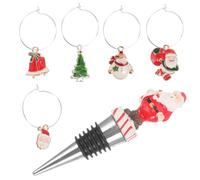 Abaodam Tappo Vino Riutilizzabile in Metallo e Resina, Stile Natale | Bottiglie di Vetro e Cocktail, Riduce le Fuoriuscite, Facile da Pulire, per Tavola, Bar e Feste